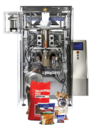 LE 360 VFFS Bagger packaging machine with product bags samples